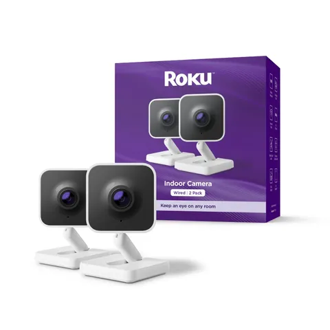 Roku SCS11R2 Indoor Camera Wired White 1080p 2 Way Audio Color Night-Vision 2PK