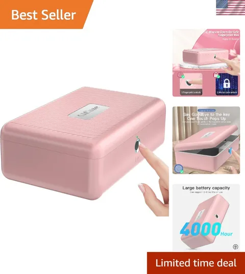 Elegant Biometric Fingerprint Storage Box - Portable & Rechargeable in Pink