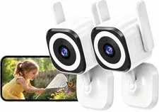 2K Indoor Outdoor Security Cameras for Home Security, Baby Monitor, 2Pack