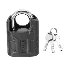 High Security Solid Steel Padlock with Key, Black (1-3/16 Inch)