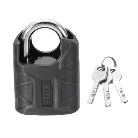 High Security Solid Steel Padlock with Key, Black (1-3/16 Inch)