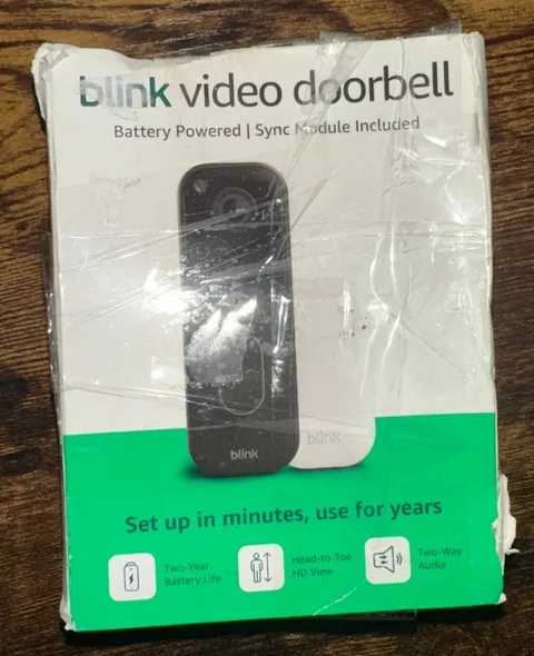 Blink Video Doorbell with Sync Module Core, Battery, Head-to-Toe HD View - Black