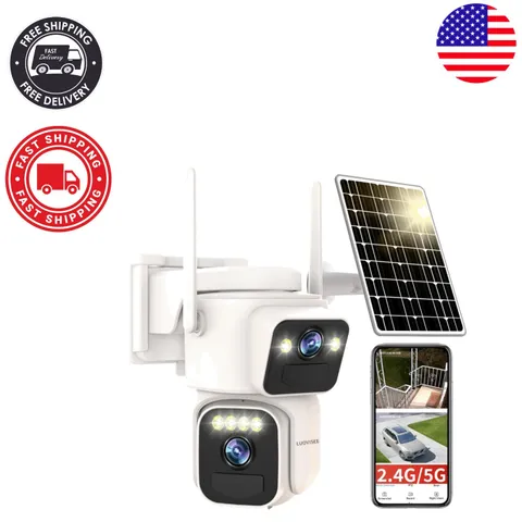 Advanced 2 Lens Solar Security Camera with 360° Coverage & Night Vision