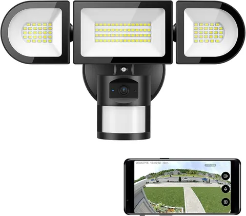 Floodlight Camera Outdoor Wired, 2K QHD Security Cam with Motion-Activated..