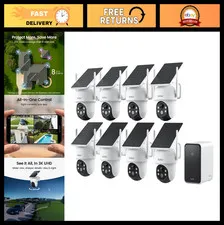 Wireless Outdoor Security Camera System, Solar-Powered, 3K Night Vision, 360° PT