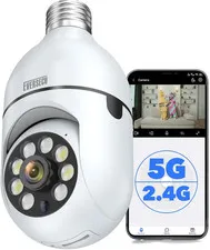 HD 1080P Wireless Light Bulb Security Camera, 2.4G & 5G Wifi, Motion Auto Tracki