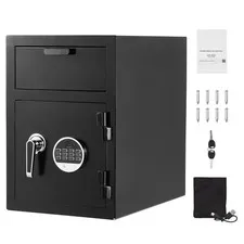 Uimoso 1.2 Cubic Feet Secure Drop Box with Dual Compartments and Black Finish