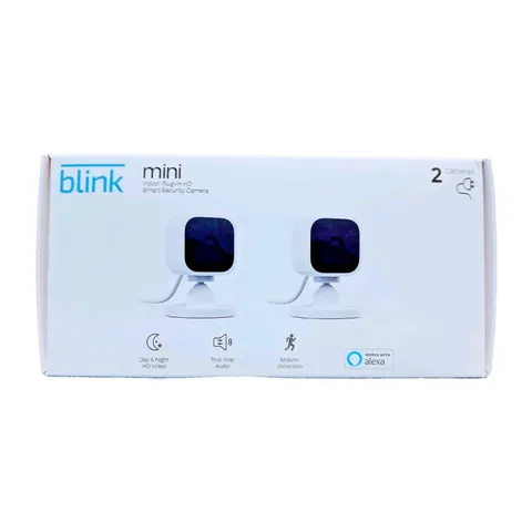 Blink Mini Indoor 1080p Wi-Fi Security Camera 2-Pack White Two Way Audio HD New