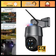 4K Dual-Lens Security Camera Outdoor - 10X Hybrid Zoom, Auto Tracking, AI Detect