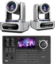 PTZ Camera and Controller Bundle - 4K NDI PTZ Camera(2Pcs) 20X Zoom AI Tracking