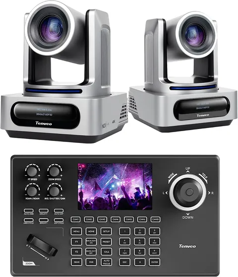 PTZ Camera and Controller Bundle - 4K NDI PTZ Camera(2Pcs) 20X Zoom AI Tracking