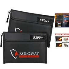 Fireproof Money Bag 9.6x6.6 inches - Heat Resistant 5200°F with Zipper - 2-Pack