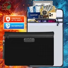 2000℉ Fireproof Document Bag Waterproof Money Pouch w/Zipper Safe Cash Envelope