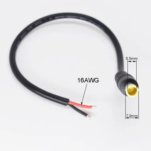 50pcs 30cm 16AWG 7.9x5.5mm DC Power Socket Connector Cord Cable Pigtail DIY Lead