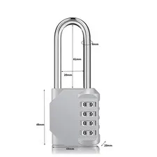Combination Padlock Outdoor 4 Digit Long Shackle Waterproof Password Padlock Pad