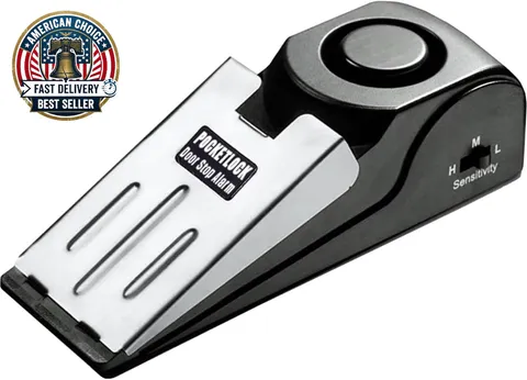 Door Stop Alarm with 120 Db Siren – Portable Travel Door Stopper Alarm Wedge for