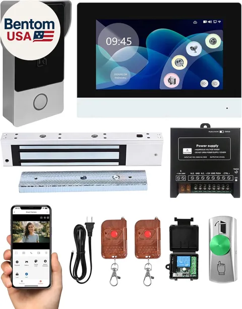 Smart Video Doorbell Intercom System with 600Lb Magnetic Lock, 7" Touch Screen W