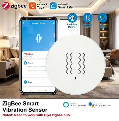 Tuya Zigbee Vibration Sensor Circular Detection Sensor Smart Life App 