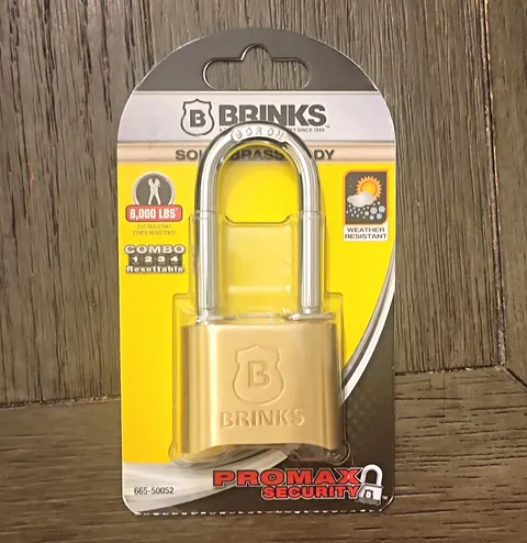 Brinks ProMax Security 2in Brass Resettable Combination Padlock 8000lb 50mm