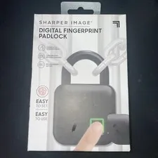 NEW Sharper Image  BLACK DIGITAL FINGERPRINT PADLOCK STORE UP TO 10 Fingerprints