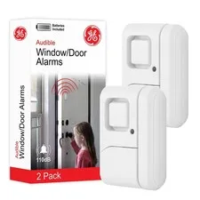 GE Personal Security Window and Door Alarm 2 Pack DIY Protection Burglar Alert