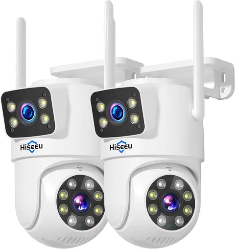 2Pack Wireless Security Camera, Dual Lens Wifi PTZ Camera Outdoor