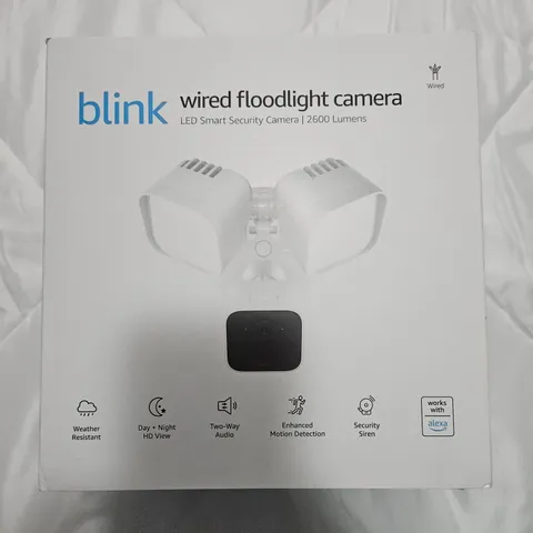 Blink Wired Floodlight Camera, Smart security camera, 2600 lumens, HD WHITE