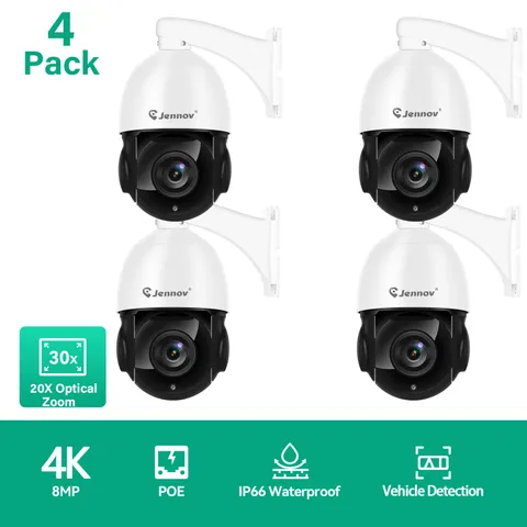 Jennov 8MP PoE PTZ IP Camera Outdoor 20X Optical Zoom 328ft IR Night Vision