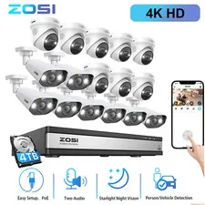 ZOSI 16CH 4TB 4K NVR IP 8MP 16X PoE Security Camera System Audio AI Car Detect