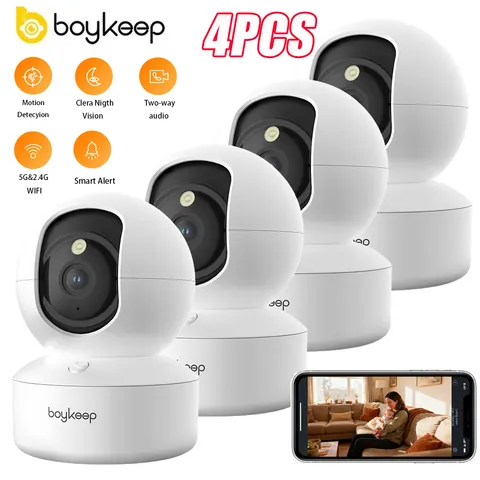 boykeep Indoor Camera 5G WIFI Cam 3MP Color Night Vision Pet/Baby Monitor 4Pcs
