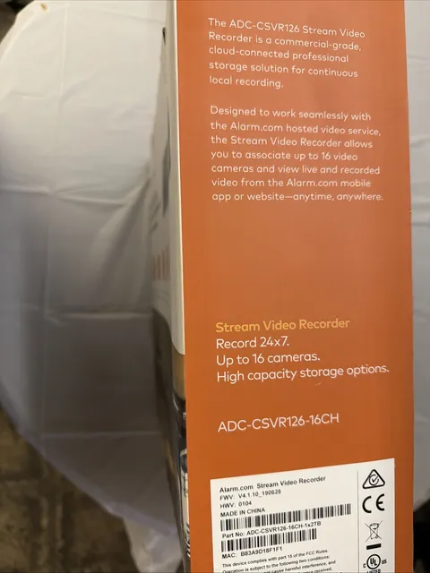 Alarm.com ADC-CSVR126-16CH-1x2tb Streaming Video Recorder