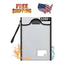 Fireproof Document Bag with Lock - 5200℉, Perfect for Travel & Home