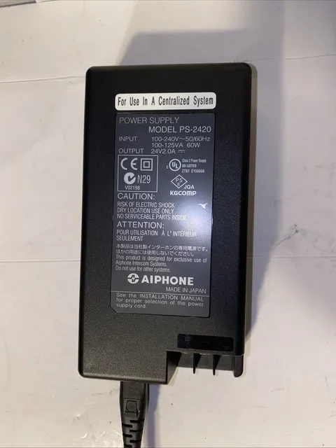 Aiphone PS-2420UL 24VDC 2.0Amp Power Supply, PS-2420, 2420, PS2420 A-10