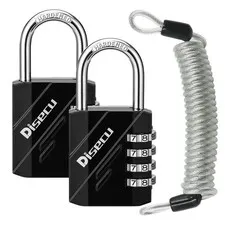 2 Pack DISECU 4 Digit Combination Lock Outdoor Waterproof Padlock Steel