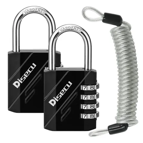 2 Pack DISECU 4 Digit Combination Lock Outdoor Waterproof Padlock Steel