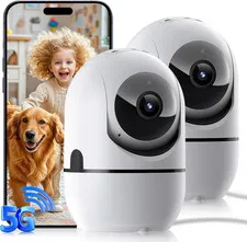 5G Indoor Camera for Home Security, 2K Pet Camera with Phone App, 360° PTZ Indoo