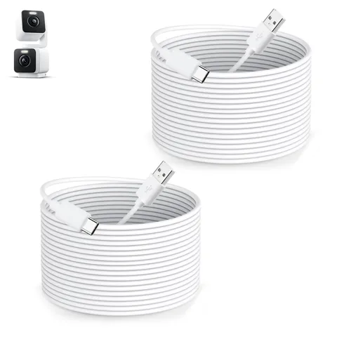 16ft Power Cable Fits WYZE Duo Cam Pan v4 Long USB C Extension Cord 2 PCS