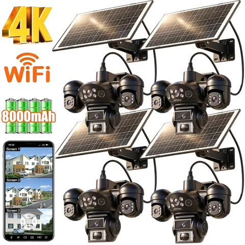 4PCS Camara De Seguridad Solar Inalambricas Para Exterior Con Vision Nocturna HD