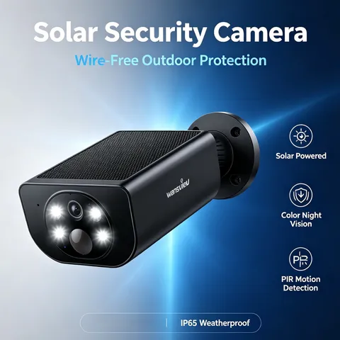 Wansview 2K Outdoor Solar Security Camera Wireless WiFi Built-in solar panels