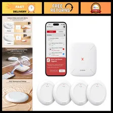 Smart Wi-Fi Water Leak Detector Kit, 4 Sensors & Base Station, App Alerts, Ultra