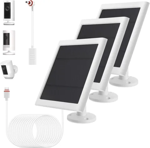 Solar Panel Outdoor for Ring Cameras (White 3P) Spotlight Cam Plus/Pro(Battery)