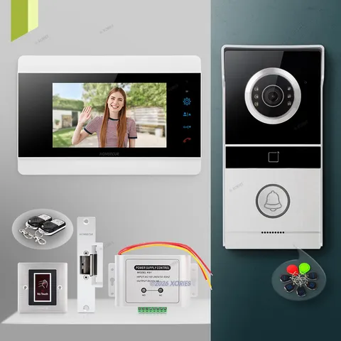 HOMSECUR 7" 4 Wire HD Video Doorphone Entry Intercom Card Access Night Vision