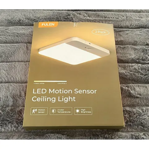 FULEN Motion Sensor Ceiling Light Fixture, Cordless Closet 2 Pack, White
