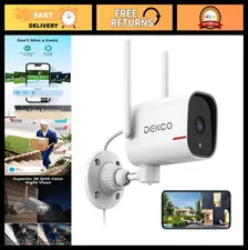 2K WiFi Outdoor Security Camera - 180° Pan, Color Night Vision, AI Tracking, 24/