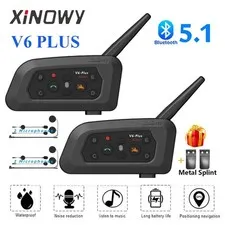 XINOWY V6 Plus Motorcycle Helmet Bluetooth Headset Intercom 1200M Interphone