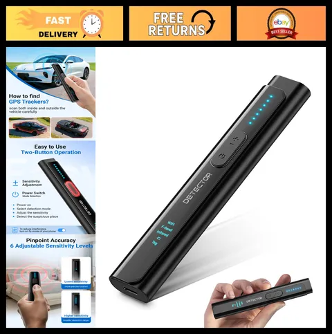6-in-1 Hidden Camera & Bug Detector, GPS Tracker for Travel, Hotels, Car Securit