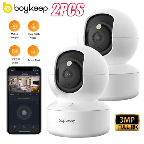 boykeep Indoor Camera 5G Wireless WIFI Pet cam 3MP Motion Track Night Vision 2PC