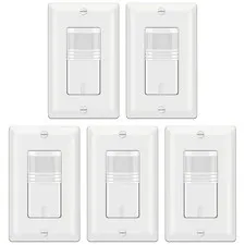 BESTTEN 5 Pack Motion Sensor Light Switch, PIR Vacancy & Occupancy, 800W 1/6 ...