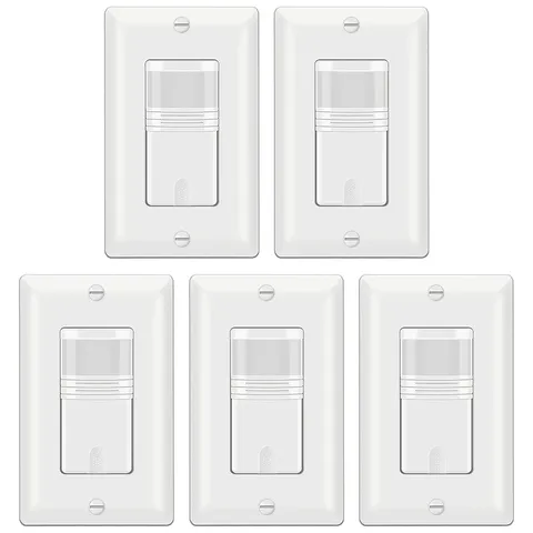 BESTTEN 5 Pack Motion Sensor Light Switch, PIR Vacancy & Occupancy, 800W 1/6 ...