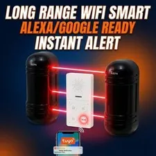 Wireless Long Range Driveway Perimeter Alarm System Kit Tuya WIFI, Google Alexa